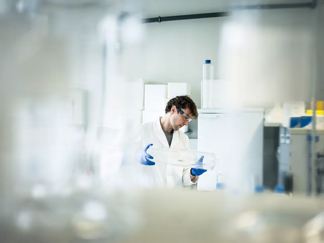 An employee working in the lab